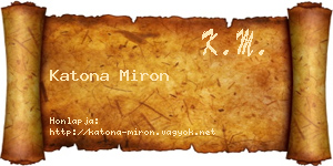 Katona Miron névjegykártya